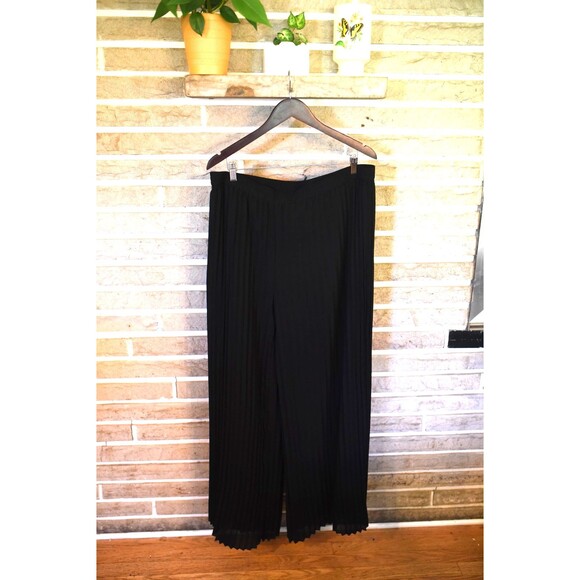 Chico's Womens XL 3 Pleats Wide-Leg Palazzo Pants Regular Black Formal Evening - Picture 2 of 5